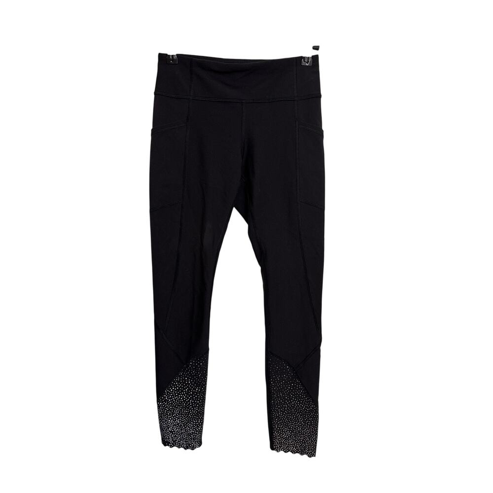 Lululemon Leggings Womens 4 Black Tight Stuff Scalloped 23" Crop Luxtreme